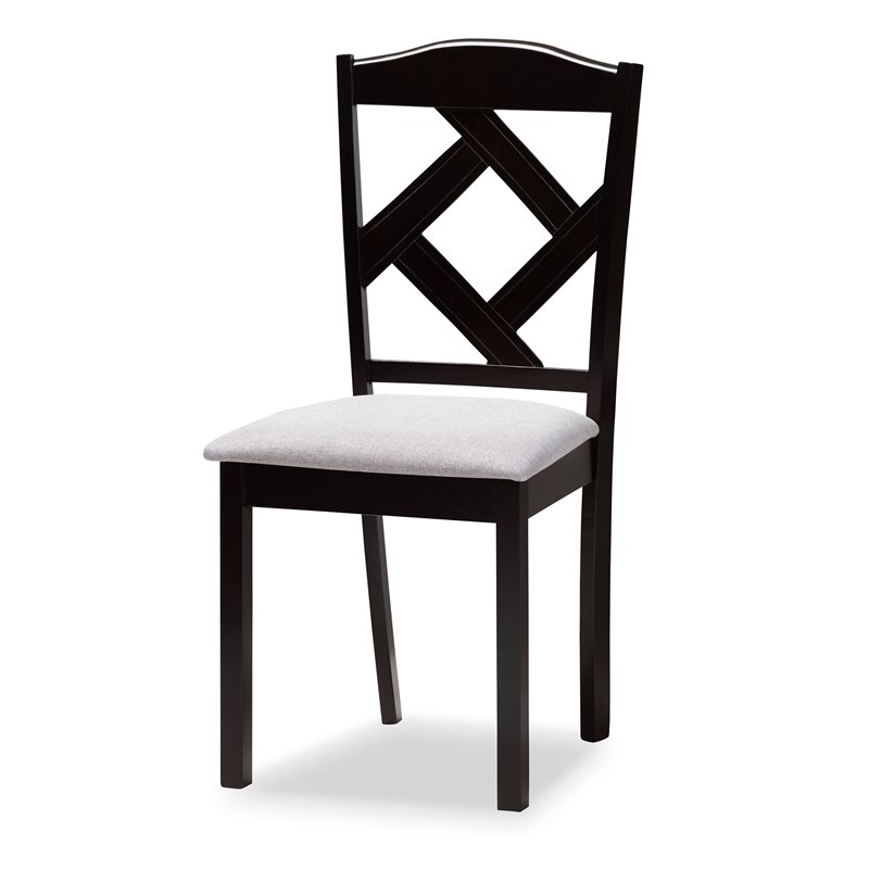 Baxton Studio Riona Grey Fabric and Dark Brown Finished Wood 5-Piece Dining Set