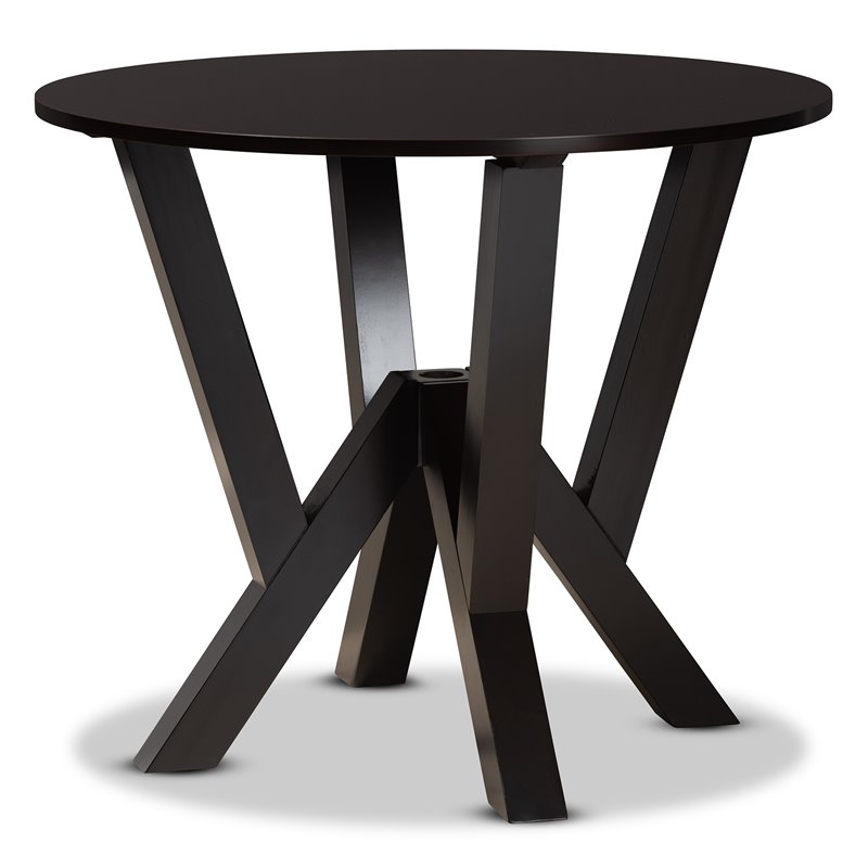Baxton Studio Riona Grey Fabric and Dark Brown Finished Wood 5-Piece Dining Set
