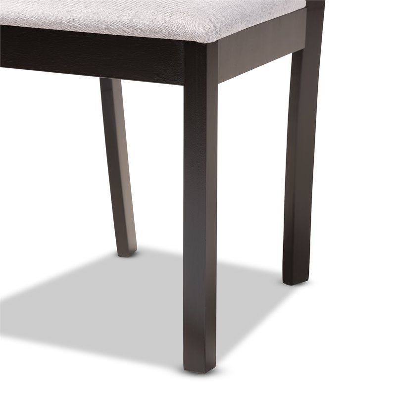 Baxton Studio Riona Grey Fabric and Dark Brown Finished Wood 5-Piece Dining Set