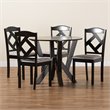 Baxton Studio Riona Grey Fabric and Dark Brown Finished Wood 5-Piece Dining Set