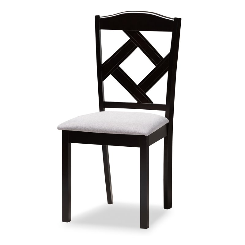 Baxton Studio Ruth Grey Fabric and Dark Brown Finished Wood 7-Piece Dining Set