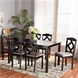 Baxton Studio Ruth Grey Fabric and Dark Brown Finished Wood 7-Piece Dining Set