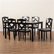 Baxton Studio Ruth Grey Fabric and Dark Brown Finished Wood 7-Piece Dining Set