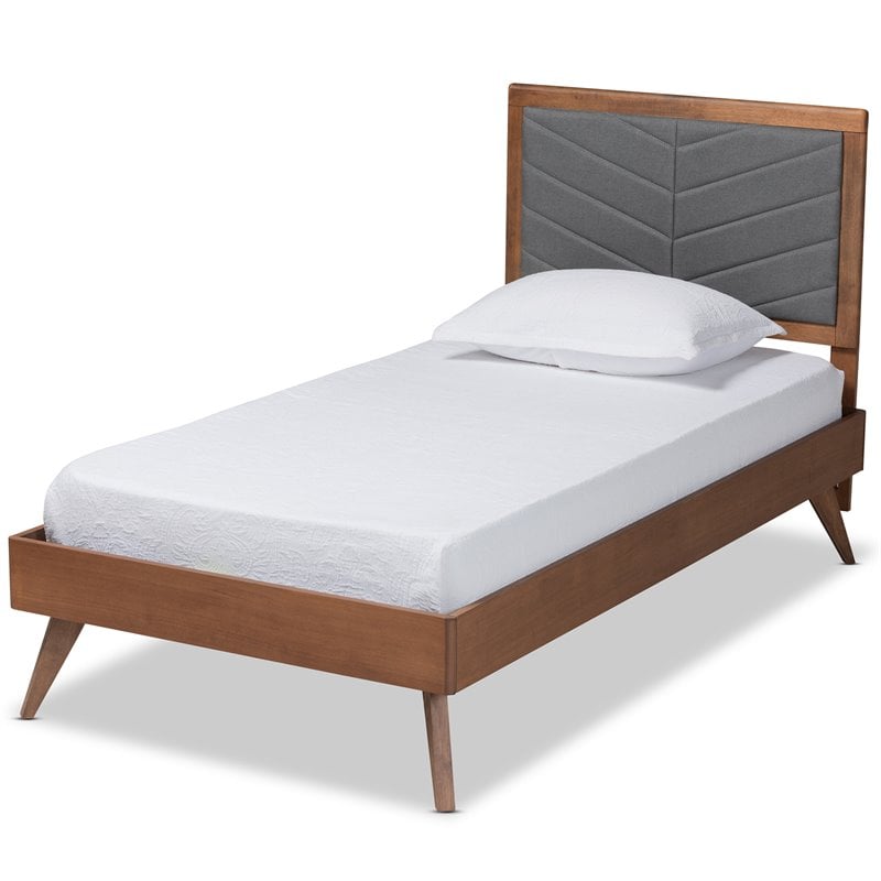Baxton Studio Roze Dark Grey and brown Finished Wood Twin Size Platform Bed