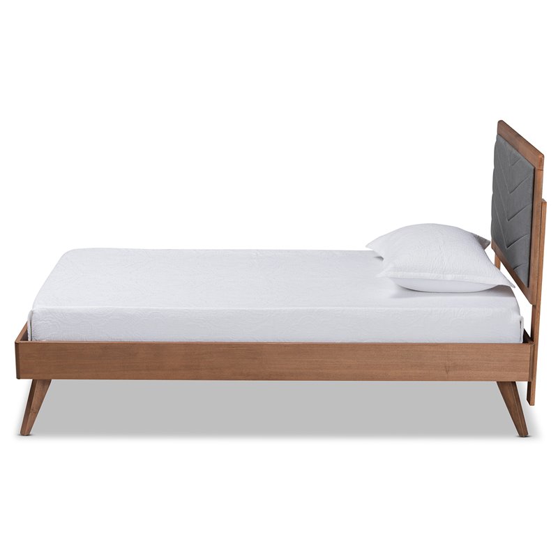 Baxton Studio Roze Dark Grey and brown Finished Wood Twin Size Platform Bed