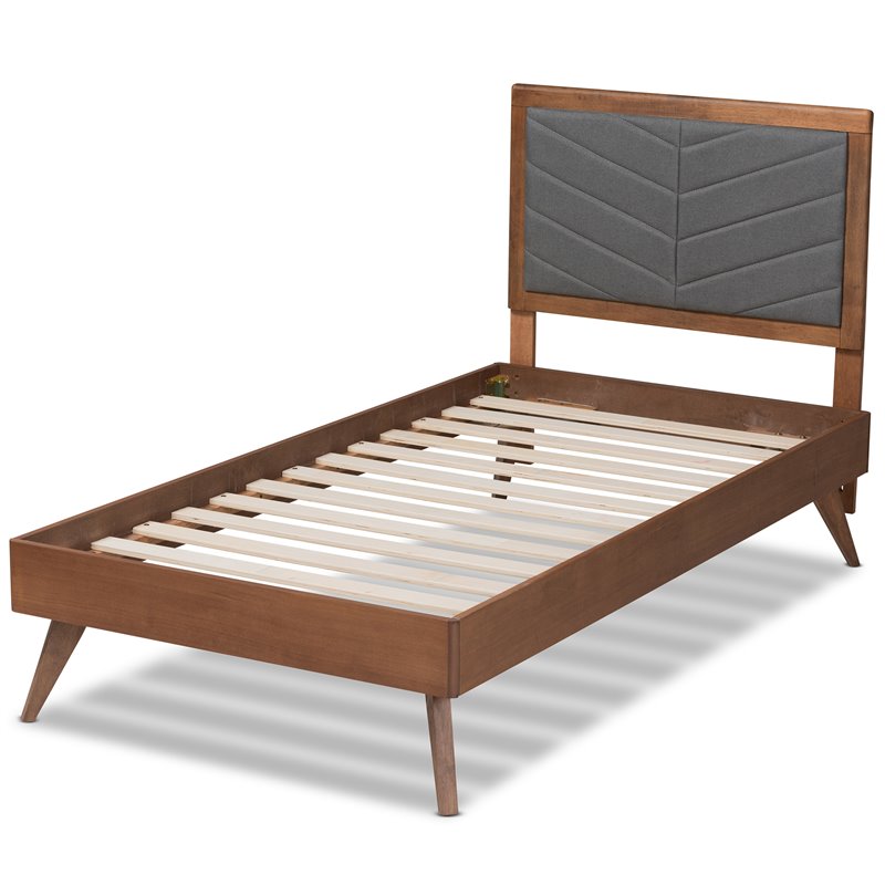 Baxton Studio Roze Dark Grey and brown Finished Wood Twin Size Platform Bed