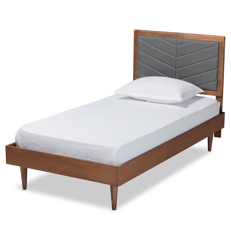 Baxton Studio Tasha Dark Grey and brown Finished Wood Twin Size Platform Bed