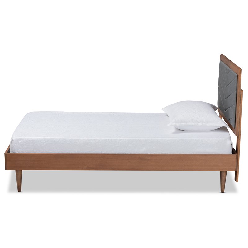 Baxton Studio Tasha Dark Grey and brown Finished Wood Twin Size Platform Bed