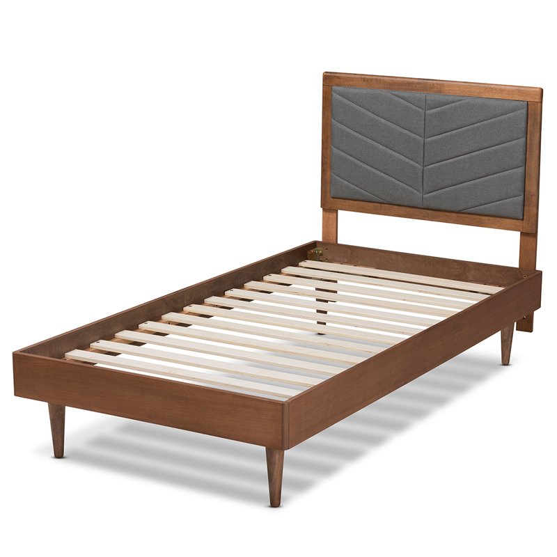 Baxton Studio Tasha Dark Grey and brown Finished Wood Twin Size Platform Bed