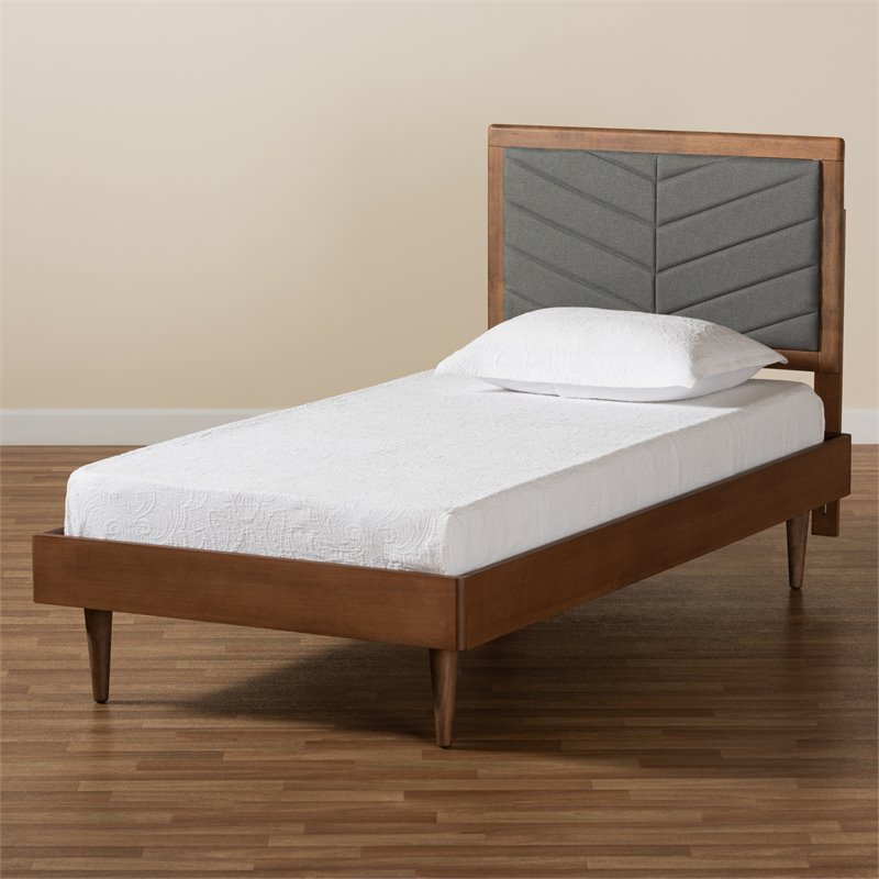 Baxton Studio Tasha Dark Grey and brown Finished Wood Twin Size Platform Bed