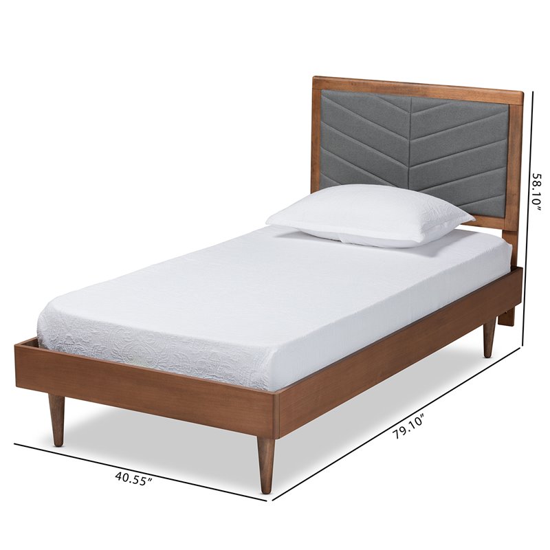 Baxton Studio Tasha Dark Grey and brown Finished Wood Twin Size Platform Bed