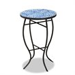 Baxton Studio Gaenor Black Metal and Blue Glass Plant Stand