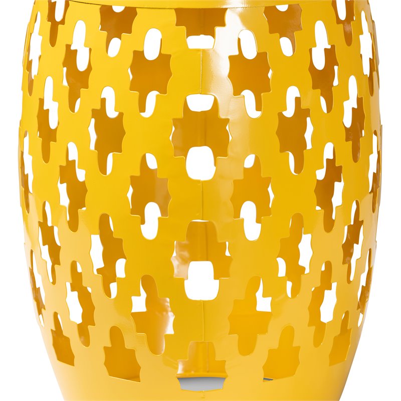 Baxton Studio Branson Yellow Finished Metal Outdoor Side Table