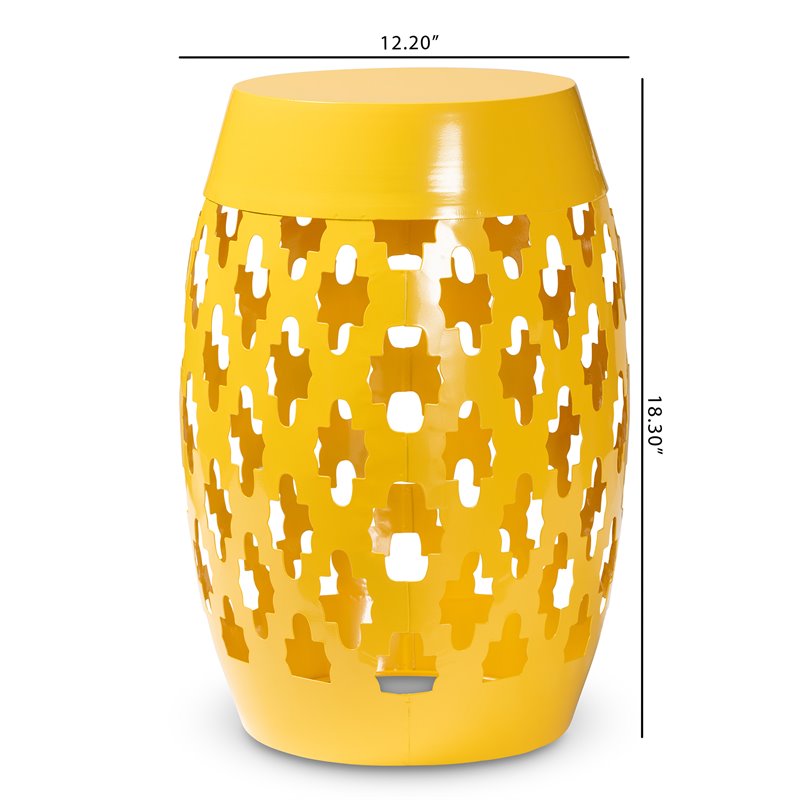 Baxton Studio Branson Yellow Finished Metal Outdoor Side Table
