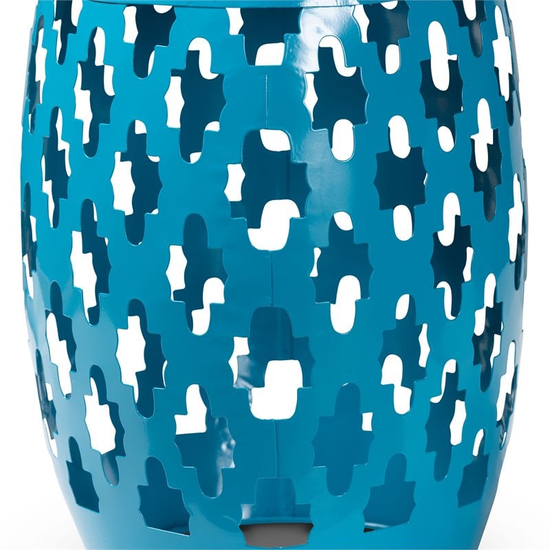 Baxton Studio Branson Blue Finished Metal Outdoor Side Table