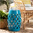 Baxton Studio Branson Blue Finished Metal Outdoor Side Table