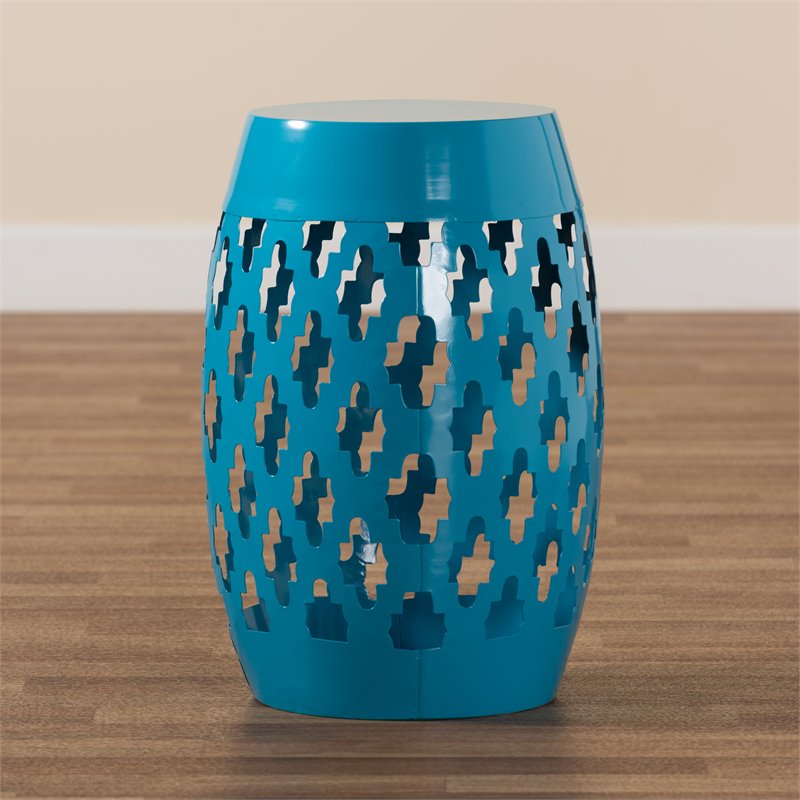 Baxton Studio Branson Blue Finished Metal Outdoor Side Table