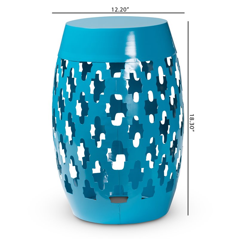 Baxton Studio Branson Blue Finished Metal Outdoor Side Table