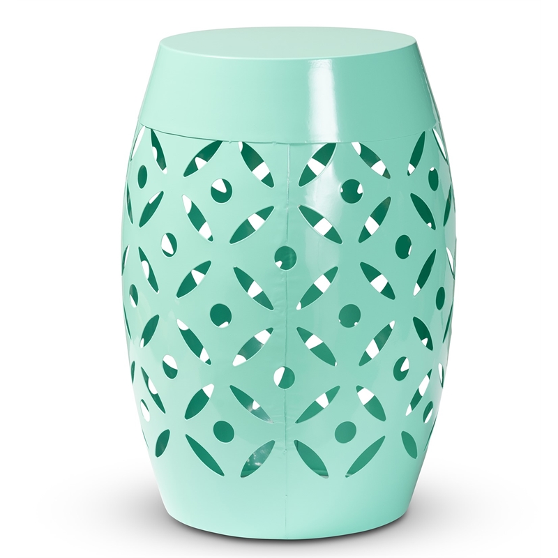 Baxton Studio Hallie Aqua Blue Finished Metal Outdoor Side Table