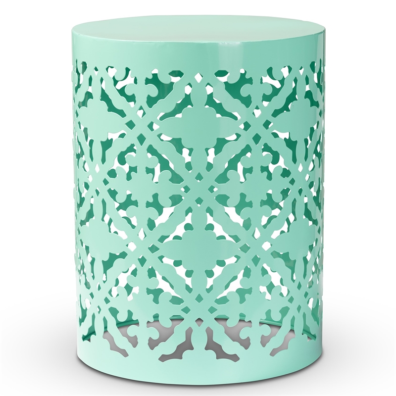 Baxton Studio Jamila Aqua Blue Finished metal Outdoor Side Table