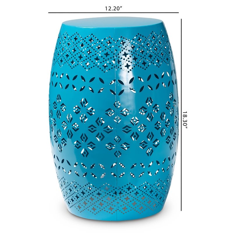 Baxton Studio Lavinia Blue Finished Metal Outdoor Side Table