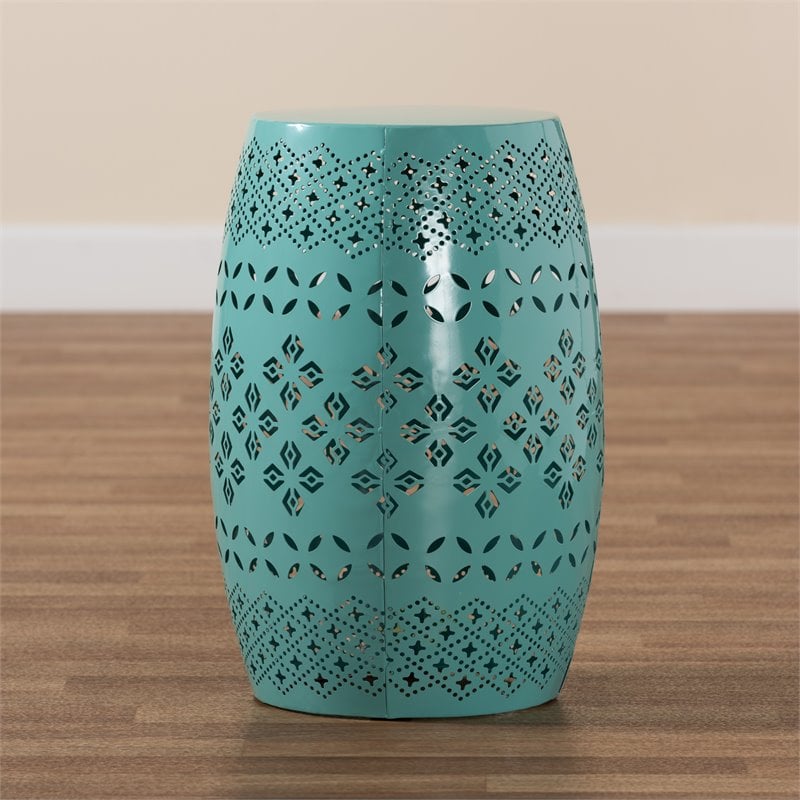 Baxton Studio Lavinia Teal Finished Metal Outdoor Side Table