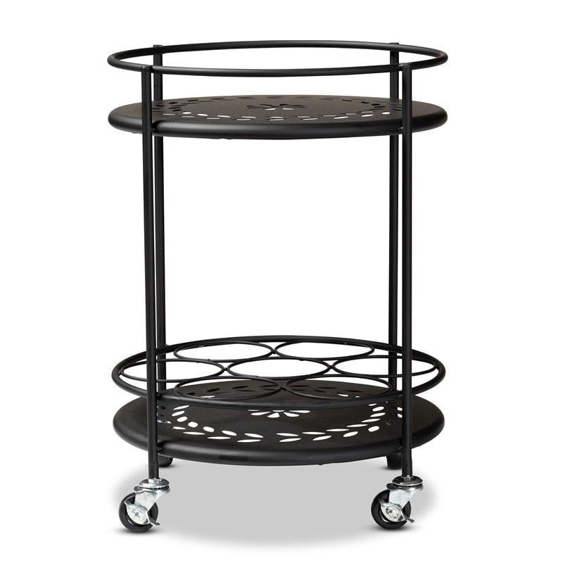 Baxton Studio Dallan Black Metal 2-Tier Kitchen Cart