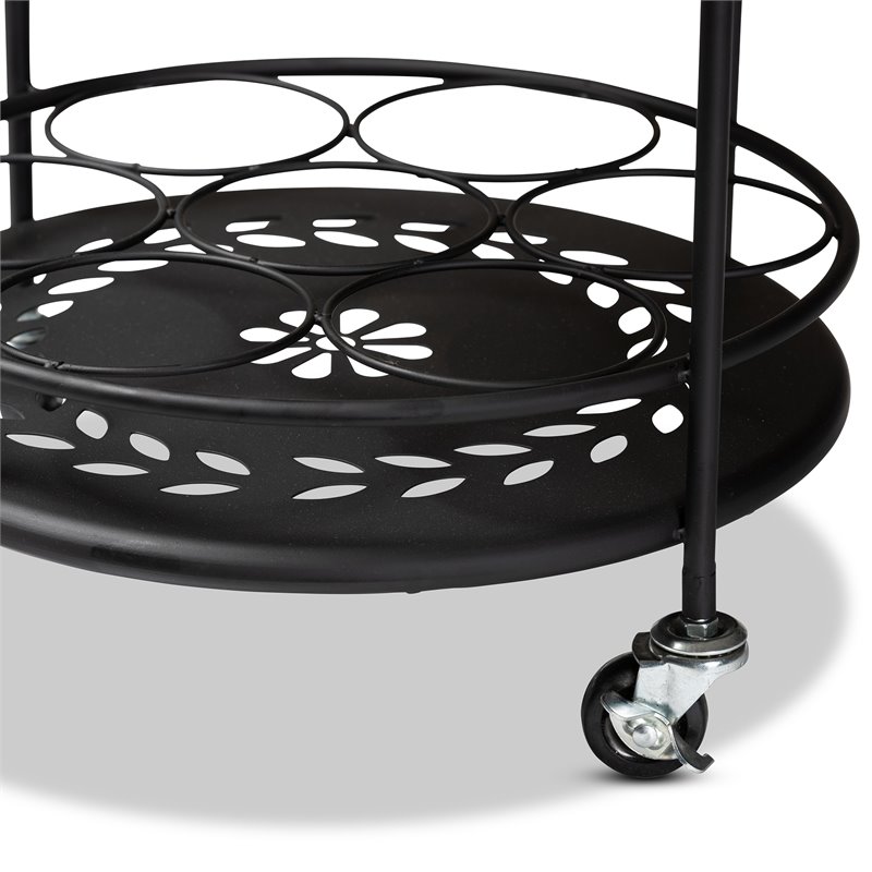 Baxton Studio Dallan Black Metal 2-Tier Kitchen Cart