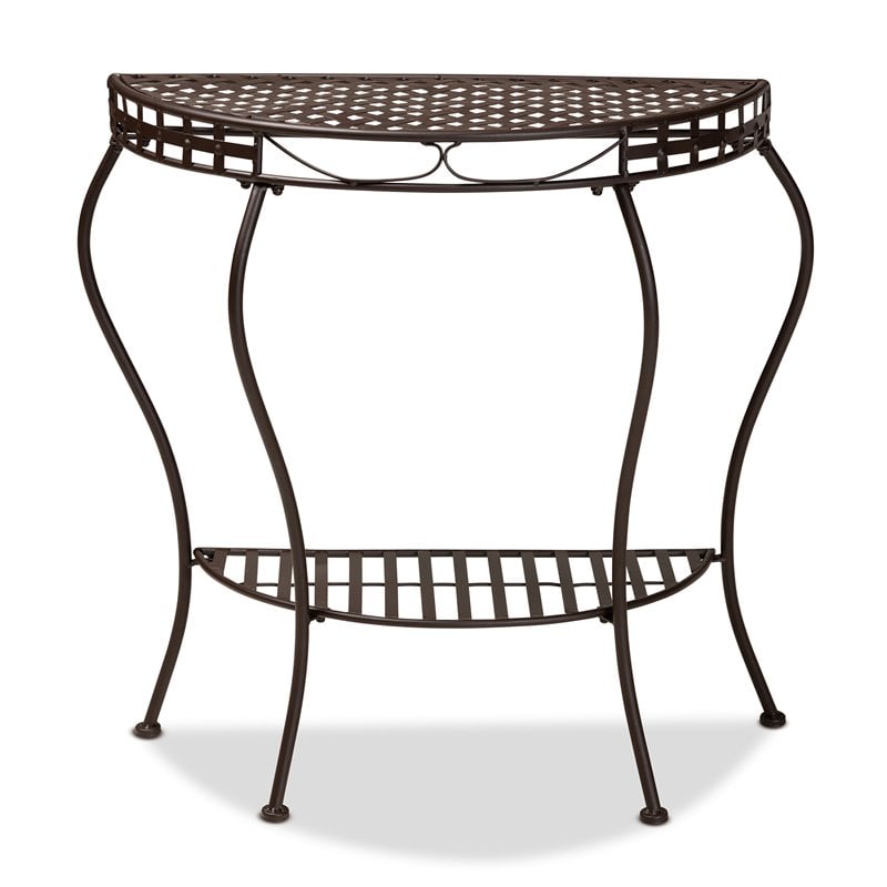 Baxton Studio Laraine Brown Metal Outdoor Console Table