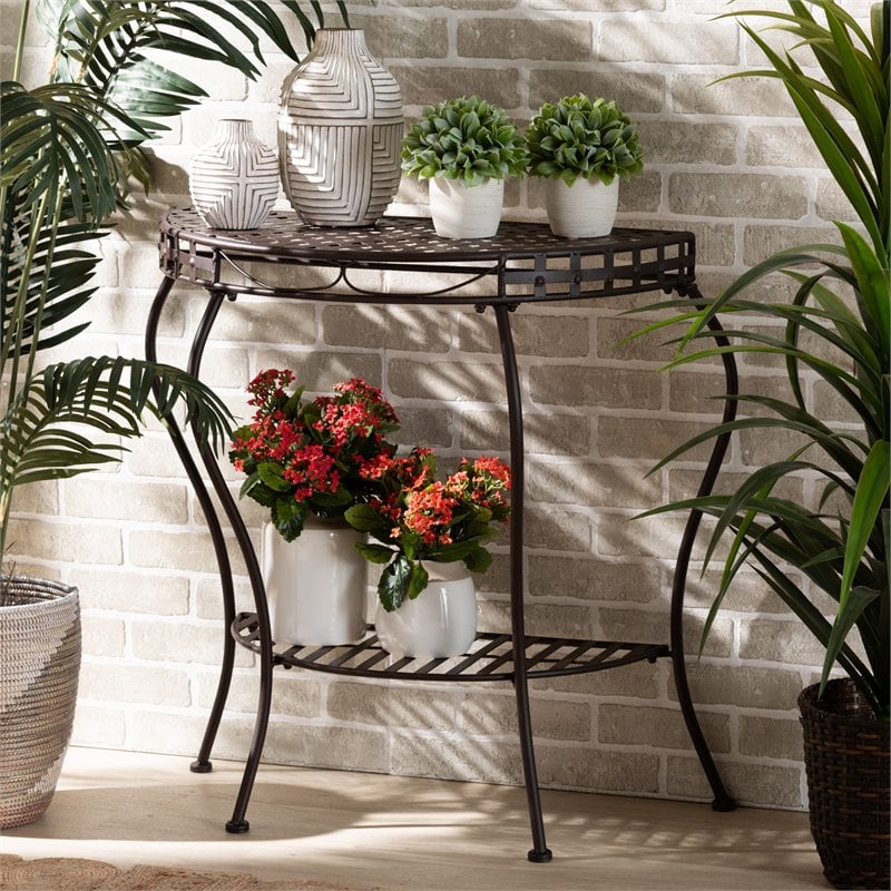 Baxton Studio Laraine Brown Metal Outdoor Console Table