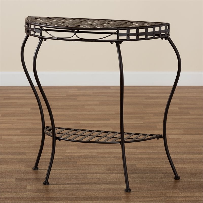 Baxton Studio Laraine Brown Metal Outdoor Console Table