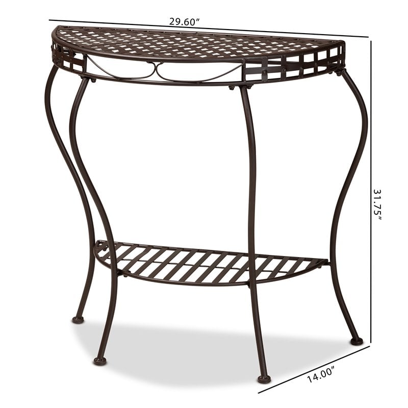Baxton Studio Laraine Brown Metal Outdoor Console Table