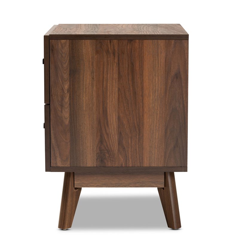Baxton Studio Hartman Walnut Brown Finished Wood 2-Drawer Nightstand