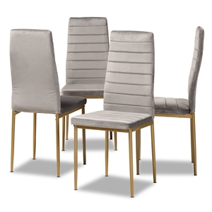 baxton studio armand grey and gold finished metal dining chair (set of 4)