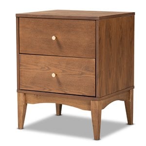 Baxton Studio Landis Ash Walnut Finished Wood 2-Drawer Nightstand