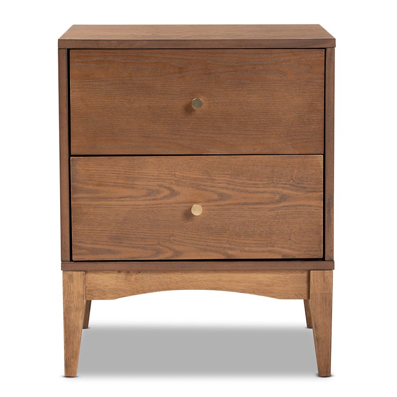 Baxton Studio Landis Ash Walnut Finished Wood 2-Drawer Nightstand
