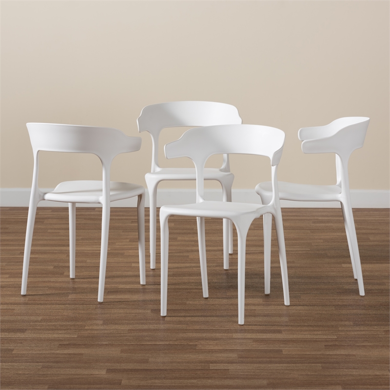 Baxton Studio Gould Modern Transtional White Plastic Dining Chair (Set of 4)