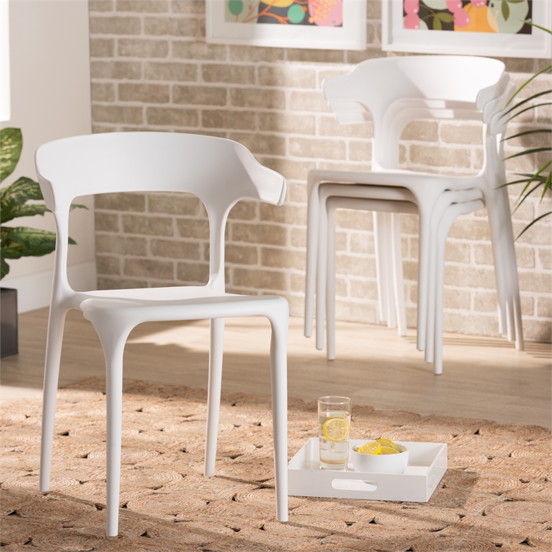 Baxton Studio Gould Modern Transtional White Plastic Dining Chair (Set of 4)
