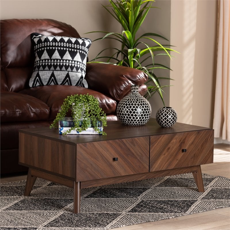 Baxton Studio Hartman Walnut Brown Finished Wood Coffee Table
