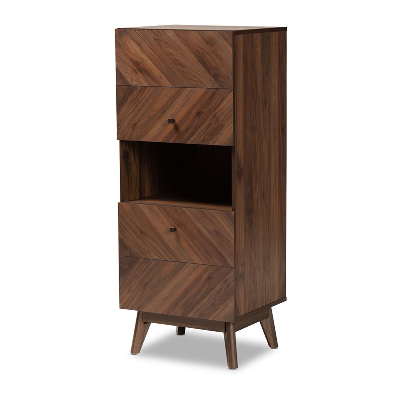 Baxton Studio Hartman Walnut Brown Finished Wood Storage Cabinet