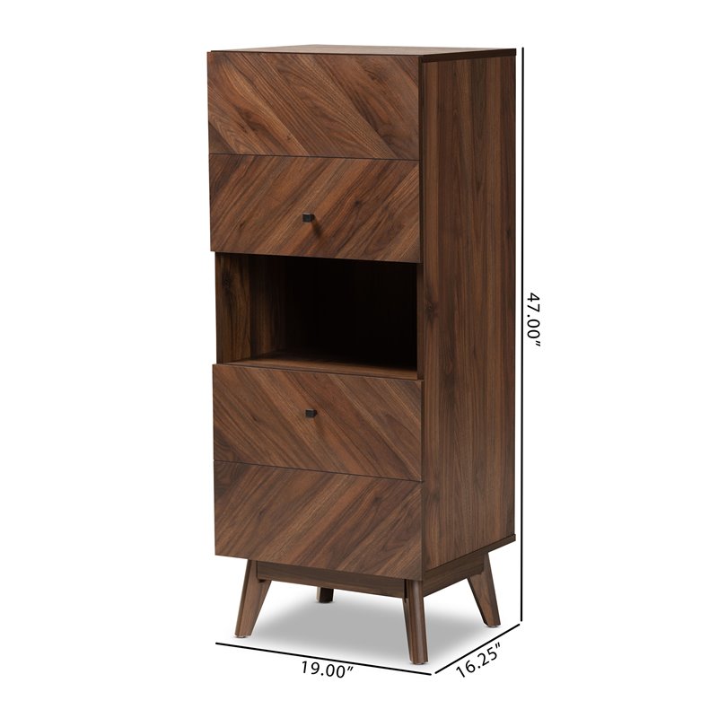 Baxton Studio Hartman Walnut Brown Finished Wood Storage Cabinet