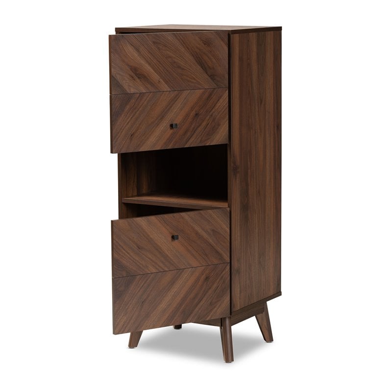 Baxton Studio Hartman Walnut Brown Finished Wood Storage Cabinet