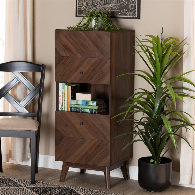 Baxton Studio Hartman Walnut Brown Finished Wood Storage Cabinet