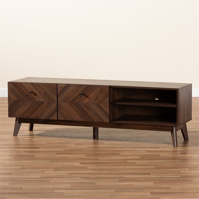 Baxton Studio Hartman Walnut Brown Finished Wood TV Stand