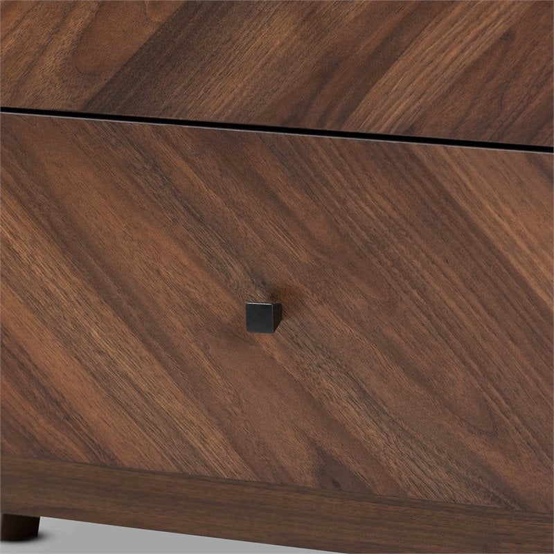 Baxton Studio Hartman Walnut Brown Finished Wood 3-Drawer Storage Chest