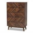 Baxton Studio Hartman Walnut Brown Finished Wood 5-Drawer Storage Chest