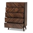 Baxton Studio Hartman Walnut Brown Finished Wood 5-Drawer Storage Chest
