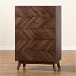 Baxton Studio Hartman Walnut Brown Finished Wood 5-Drawer Storage Chest