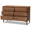 Baxton Studio Landis Ash Walnut Finished Wood 6-Drawer Dresser