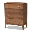 Baxton Studio Landis Ash Walnut Finished Wood 4-Drawer Chest